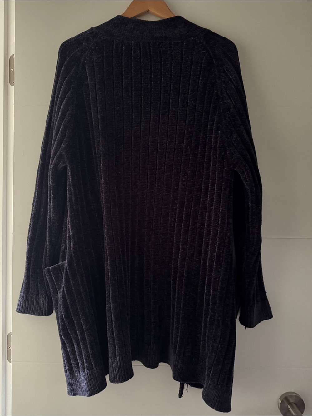Zara Ribbed Open-Front Cardigan - Dark Blue - Picture 3 of 4